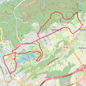 Trace GPS Belfort : circuit à l'étang des Forges et dans le bois de Vétrigne, itinéraire, parcours