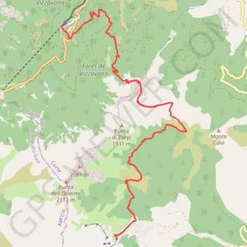Trace GPS GR20 sud Capanelle Vizzavone, itinéraire, parcours