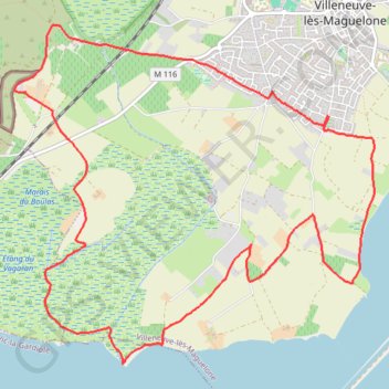 Trace GPS Villeneuve-lès-Maguelone - Les marais salants, itinéraire, parcours