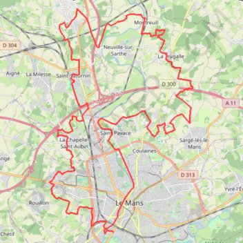Trace GPS Rouillon - La Bazoge - Sarge-lès-le-Man, itinéraire, parcours