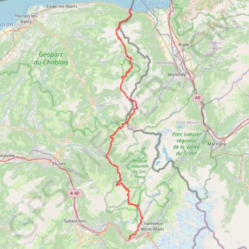 Trace GPS GR5 : StGingolph Chamonix, itinéraire, parcours