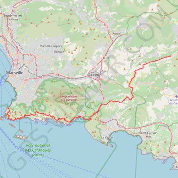Trace GPS Parcs des Calanques et de la Sainte-Baume, itinéraire, parcours