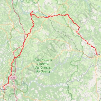 Trace GPS Figeac - Cahors via Rocamadour, itinéraire, parcours