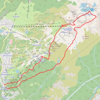 Trace GPS Boucle Roche Béranger - lacs Robert - Chamrousse, itinéraire, parcours