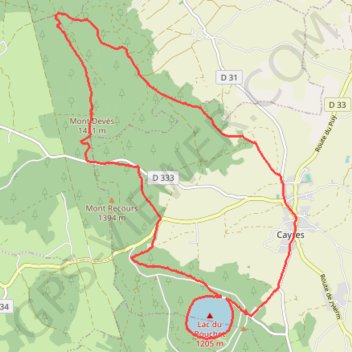 Trace GPS Mont du Devès et maar du Boucher - Cayres, itinéraire, parcours