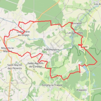 Trace GPS De Moulins-la-Marche à la Forêt du Perche et de la Trappe, itinéraire, parcours