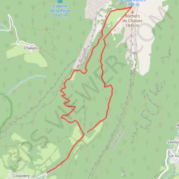 Trace GPS Rochers de Chalves depuis Mont Saint Martin (Chartreuse), itinéraire, parcours