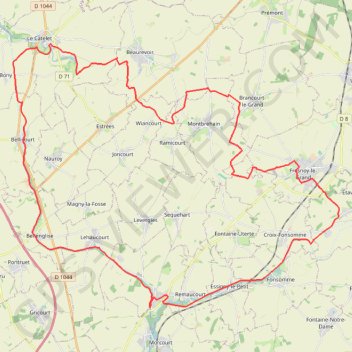 Trace GPS Sources de la Somme et de l'Escaut, itinéraire, parcours