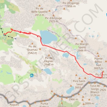Trace GPS Pic Gourdon depuis le refuge de la Soula, itinéraire, parcours