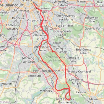 Trace GPS Boucle Sénart - Ponthierry - Berges de Seine, itinéraire, parcours