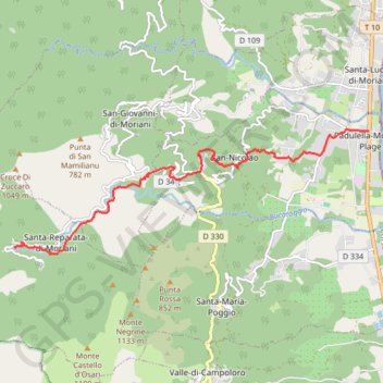 Trace GPS Mare a Mare Nord - De Moriani à Penti, itinéraire, parcours