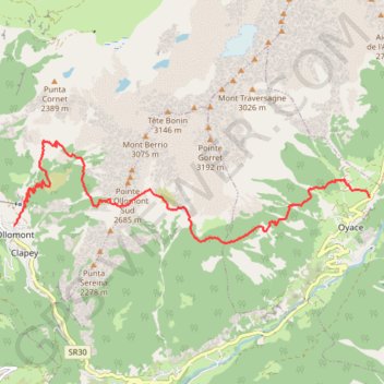 Trace GPS Val d'Aoste Alta Via 1 étape 12, itinéraire, parcours