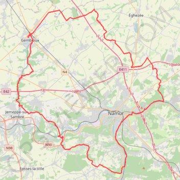 Trace GPS Rando des flaneurs 2015 Gembloux Sprint Club 92 km, itinéraire, parcours