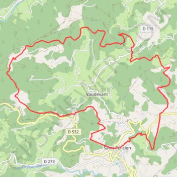 Trace GPS Autour de Saint Félicien (Col du Gibet et de Juvenet), itinéraire, parcours
