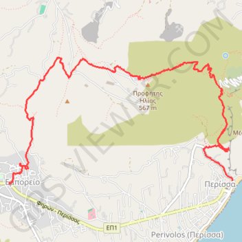 Trace GPS Profitis Ilias de Santorin, itinéraire, parcours