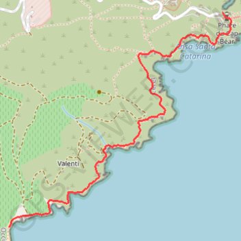 Trace GPS Phare de Béar du Cap Béar à Paulilles, itinéraire, parcours