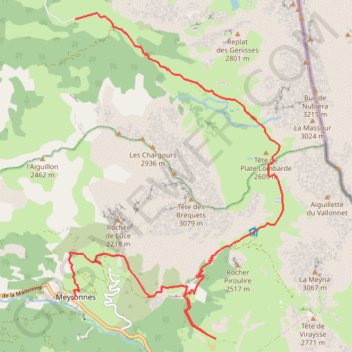 Trace GPS La Fouillouse - Meyronnes Col Vallonnet, itinéraire, parcours