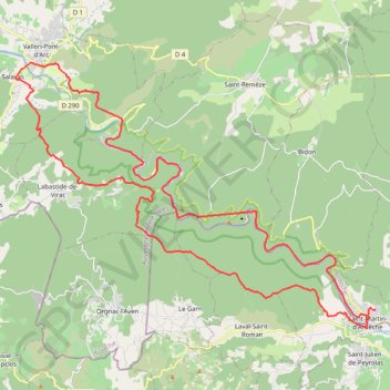 Trace GPS circuit des gorges de l'Ardèche et GR4, itinéraire, parcours