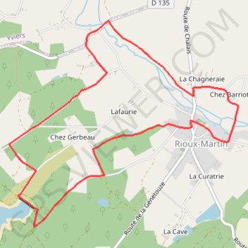 Trace GPS Circuit de la Belle Eau - Rioux-Martin, itinéraire, parcours