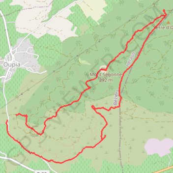 Trace GPS La Serre d'Oupia par Montpenery, itinéraire, parcours