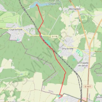 Trace GPS Coye la Forêt Rando nocturne, itinéraire, parcours