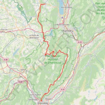 Trace GPS GR 9 de Yenne (Savoie) à Grenoble (Isère), itinéraire, parcours