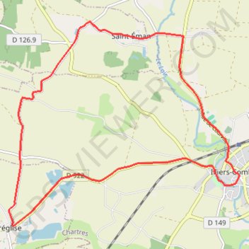 Trace GPS Sur la piste de Marcel Proust - Illiers-Combray, itinéraire, parcours