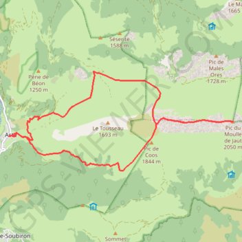 Trace GPS Moulle de Jaut despuis Asté-Béon, itinéraire, parcours