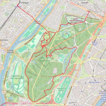 Trace GPS Entre le Bois de Boulogne et le parc de Saint-Cloud, itinéraire, parcours