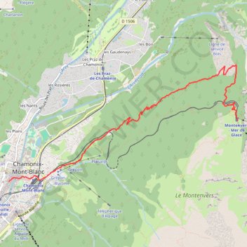 Trace GPS Chamonix - Montenvers - Mer de Glace, itinéraire, parcours