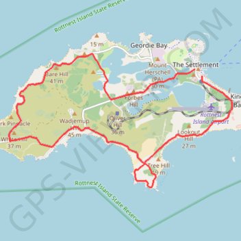 Trace GPS Rottnest Island Loop, itinéraire, parcours