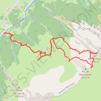 Trace GPS Pic du Midi d'Arrens, itinéraire, parcours