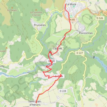 Trace GPS Sur les Pas des Huguenots - Saint-Jean-D'Hérans - La Mure, itinéraire, parcours