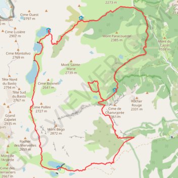 Trace GPS Tour du Mont Bego, itinéraire, parcours
