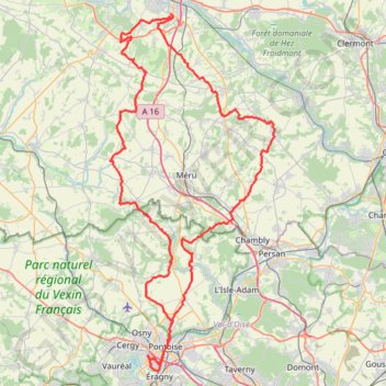 Trace GPS Pontoise - Beauvais - Pontoise, itinéraire, parcours