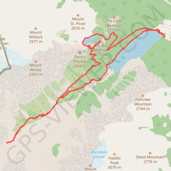 Trace GPS Lake Louise - Plain of 6 Glaciers - Lake Agnes, itinéraire, parcours
