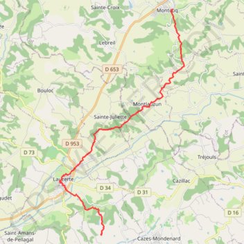 Trace GPS Montcuq - Parry, itinéraire, parcours