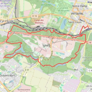 Trace GPS Forêt du Plateau de Satory, itinéraire, parcours