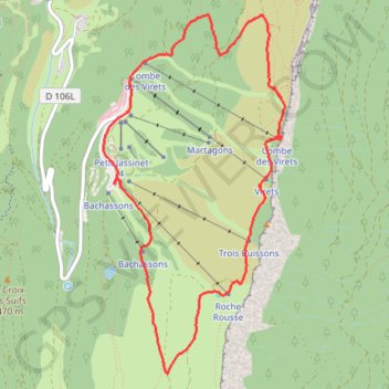 Trace GPS Crêtes de Grande Roche depuis la sierre (station de ski de Lans en Vercors)), itinéraire, parcours