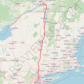 Trace GPS Montréal - New York, itinéraire, parcours