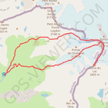 Trace GPS Becca du Lac, itinéraire, parcours