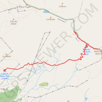 Trace GPS Descente de la Bella Tolla, itinéraire, parcours