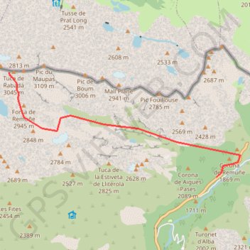 Trace GPS Tusse de Remuñe par le val de Remuñe, itinéraire, parcours