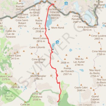 Trace GPS Cime de la Maledie, itinéraire, parcours