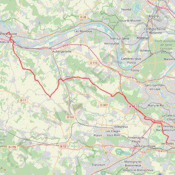 Trace GPS Randonnée de Versailles à Mantes-la-Jolie, itinéraire, parcours