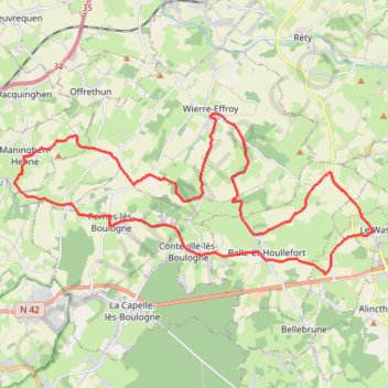 Trace GPS La vallée du Wimereux - Le Wast, itinéraire, parcours