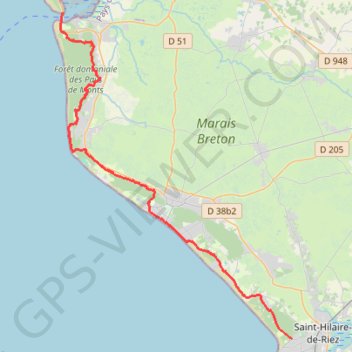 Trace GPS De Saint-Gilles-Croix-de-Vie à Noirmoutier, itinéraire, parcours