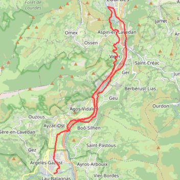 Trace GPS Argelès-Gazost - Lourdes. - 21736 - UtagawaVTT.com, itinéraire, parcours