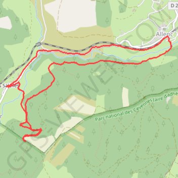 Trace GPS Balade aux salleles (commune d'Allenc 48190), itinéraire, parcours