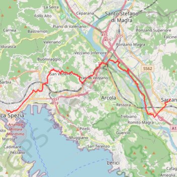 Trace GPS De Sarzana à La Spezia, itinéraire, parcours